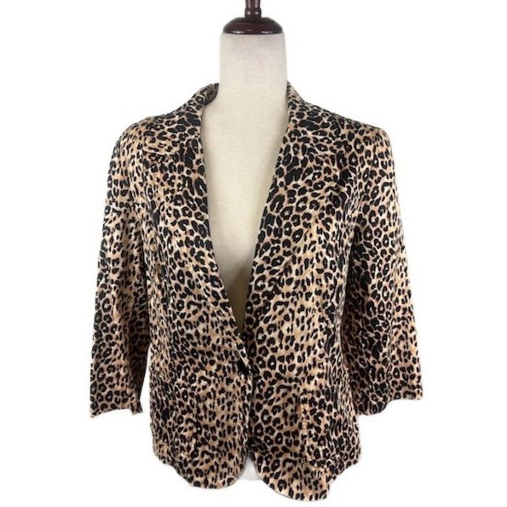 Vintage Y2K Harvé Benard Animal Print 3/4 Sleeve Blazer Coat Women's Size Medium